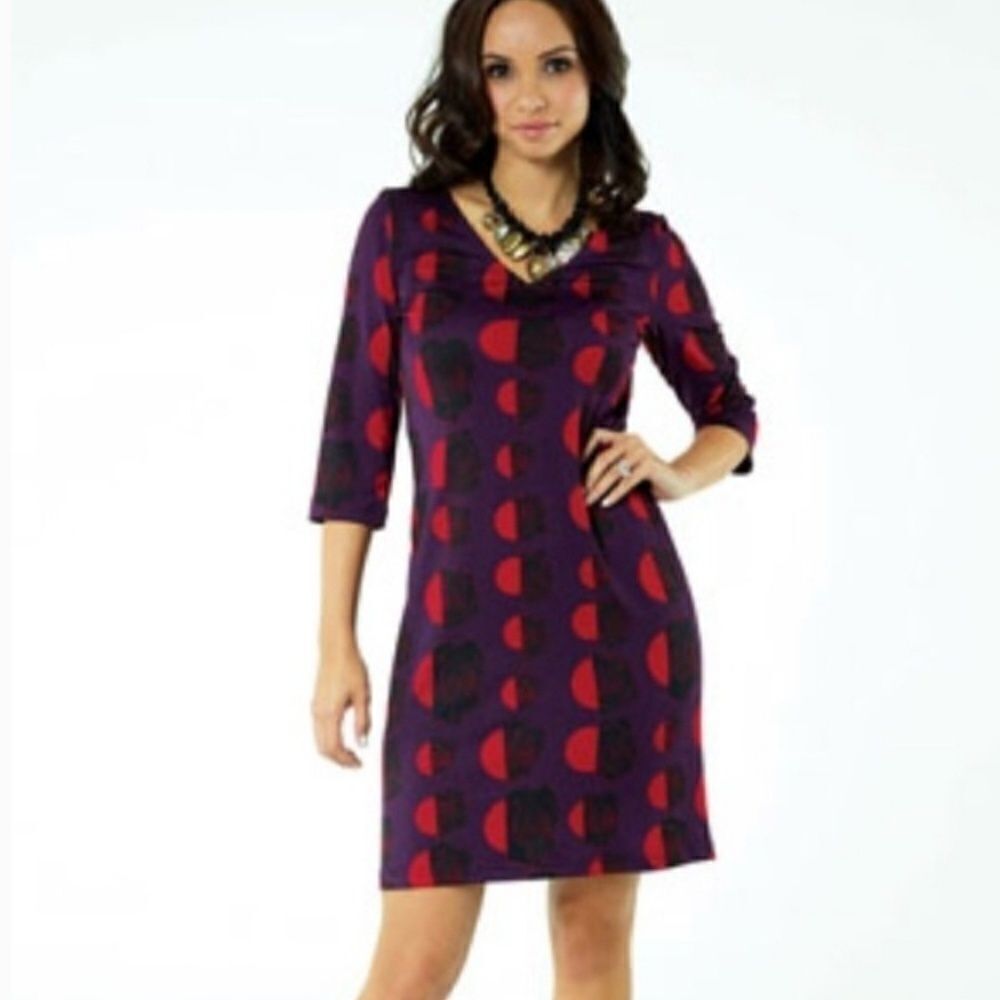 Tracy Negoshian Rachelle Purple Red Spot‎ Dress Sm